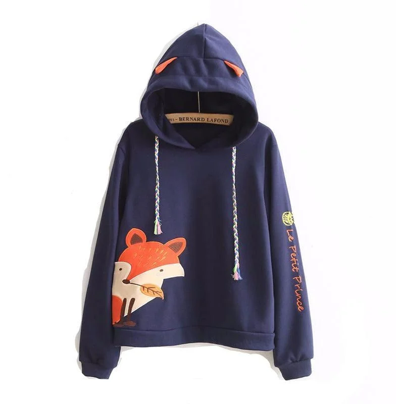 Elegant Design Women's Fox Print Hoodie