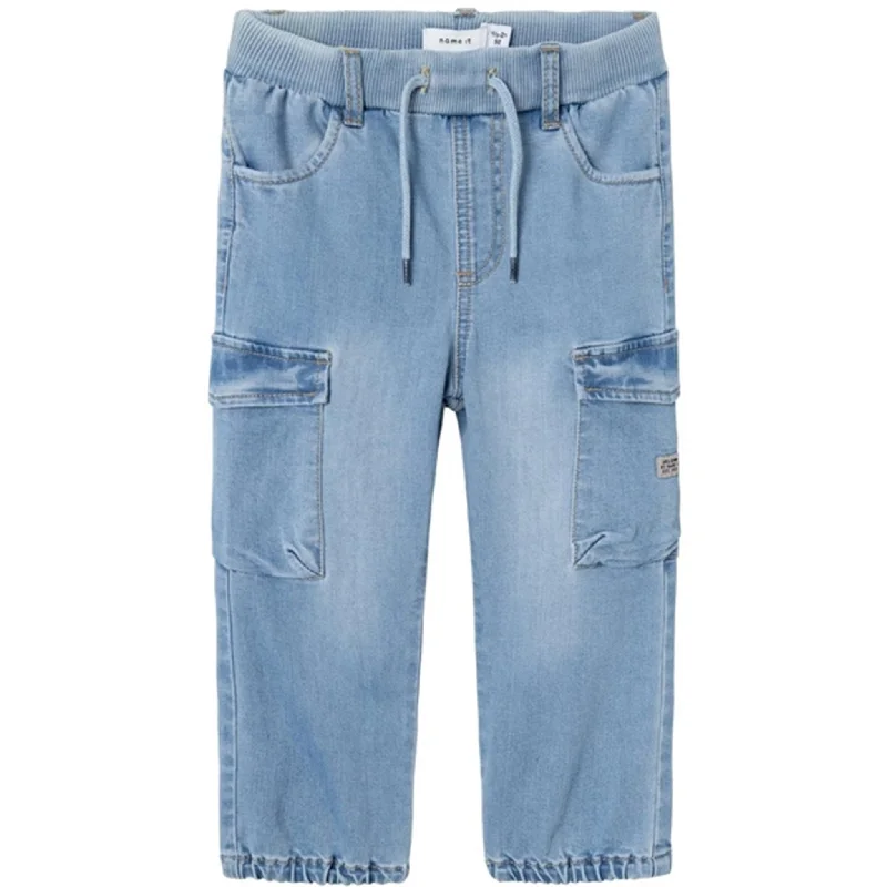 Retro Design Name it Medium Blue Denim Ben Baggy Cargo Jeans Noos