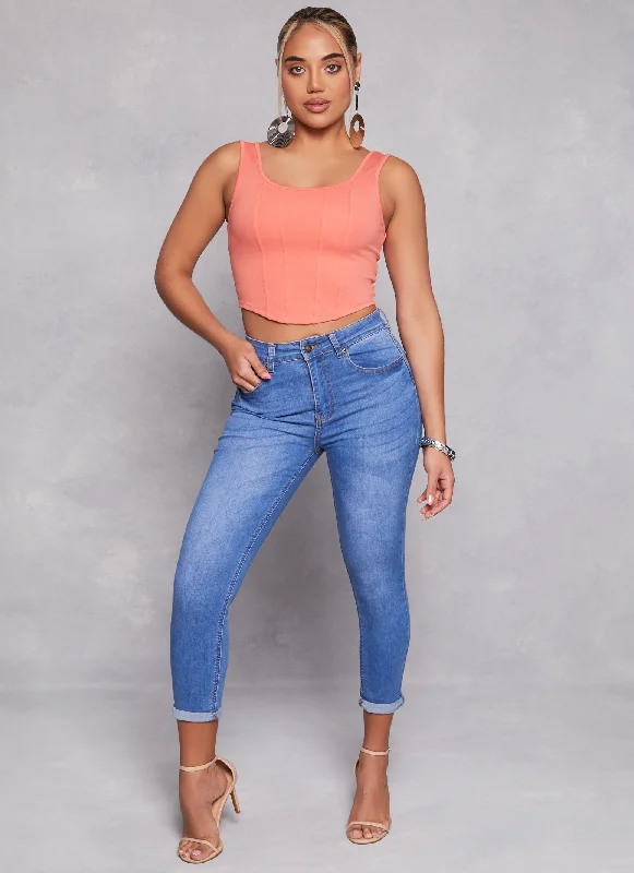 Classic Items WAX High Waist Rolled Cuff Denim Jeans