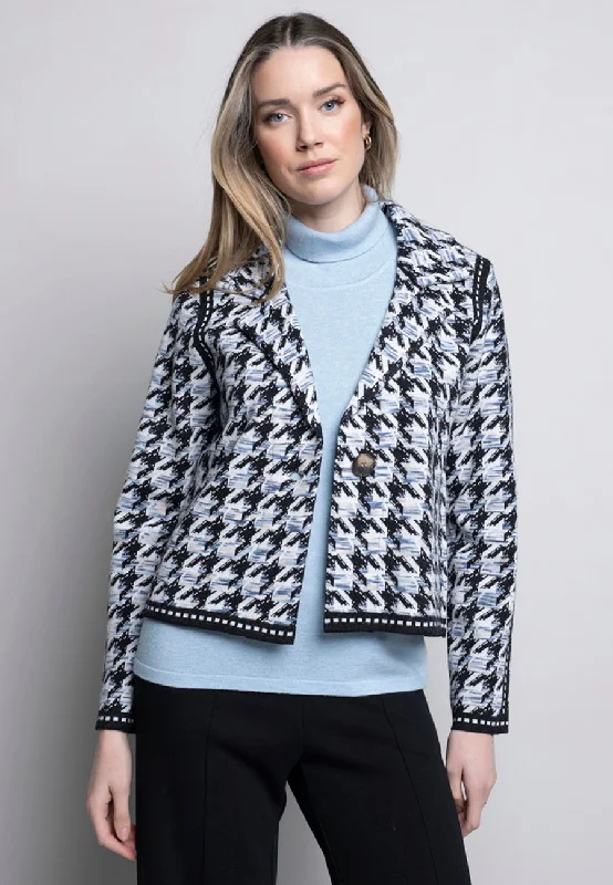 Elegant Wear Houndstooth One-Button Short Jacket