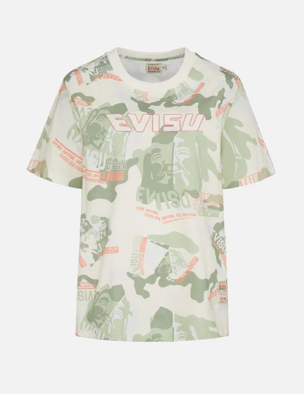 Trendy And Casual Allover Godhead Camouflage Print Boyfriend T-Shirt