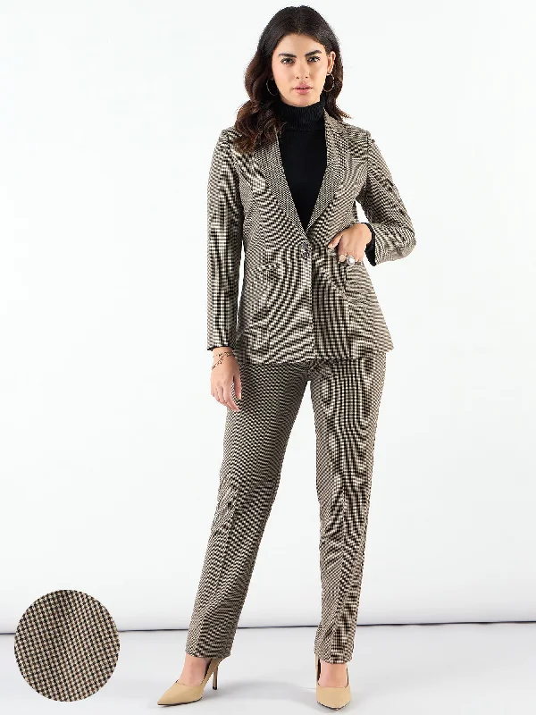 Personalized Design Notched Lapel Refined Check Blazer Paired With Trouser In 4-Way Stretch Fabric