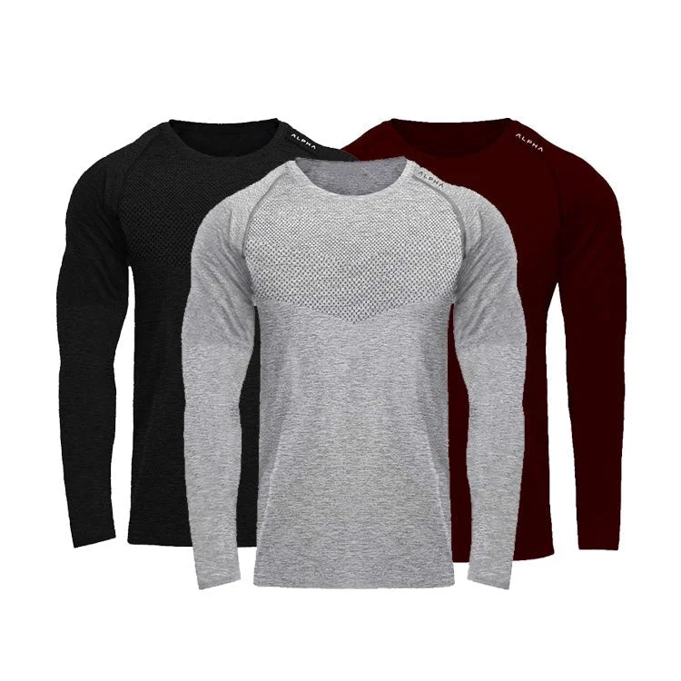 Youthful Style O Neck Long Sleeve Mesh Quick Dry Athletic T Shirt for Men