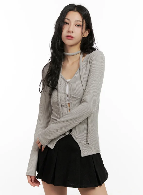 Exquisite Craftsmanship Buttoned V-Neck Slim-Fit Cardigan CN416