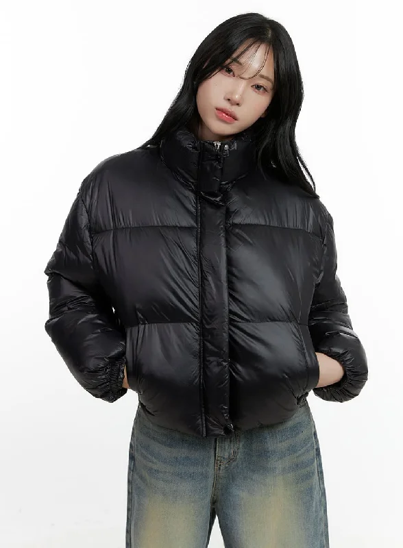 Exquisite Tailoring Glossy Crop Puffer Jacket CN407