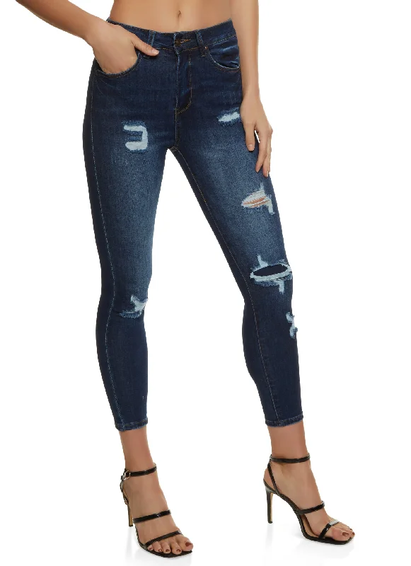 Trendy And Casual WAX Distressed High Waisted Jeans