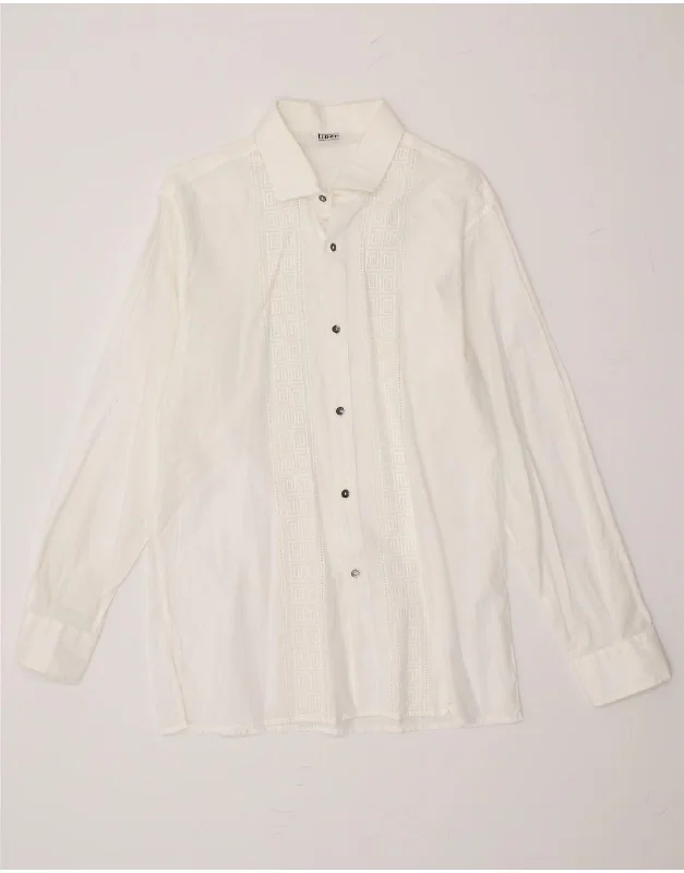 Fashionable And Fashionable VINTAGE Womens Shirt UK 14 Large Off White Geometric