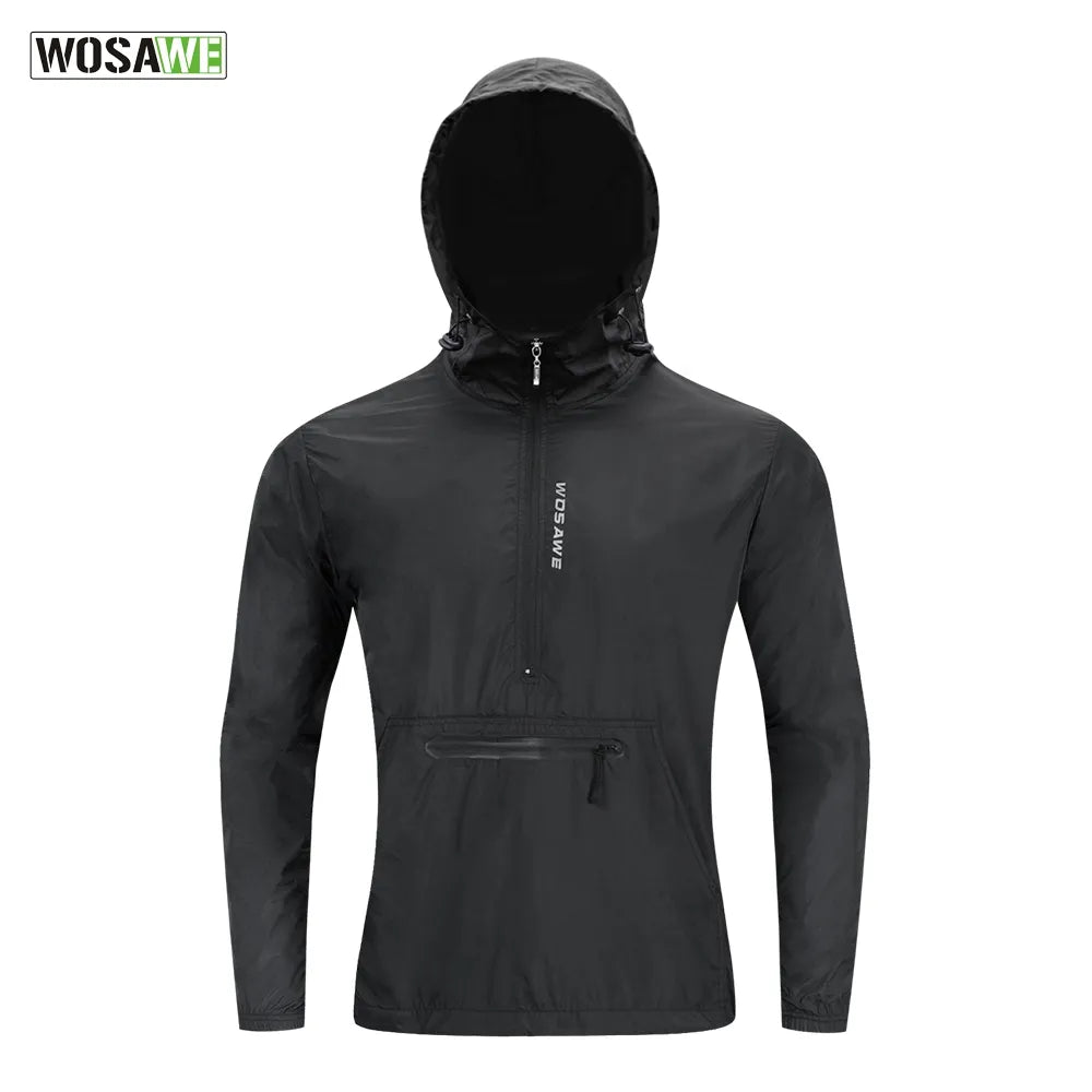 Fashionable And Fashionable Windproof Cycling Jacket with Hooded Men's Windbreaker Reflective Bike Bicycle MTB Riding Sports Coat Long Jersey