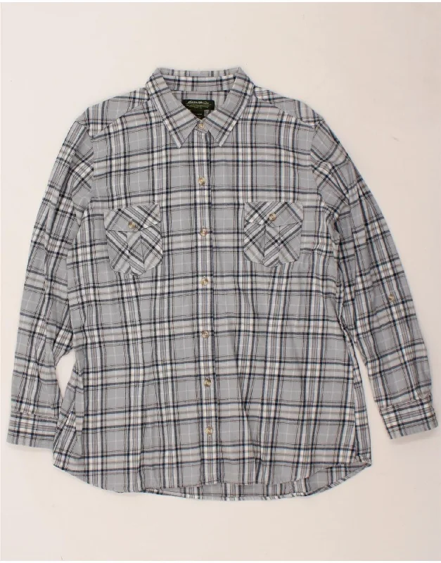 Fashion And Simplicity EDDIE BAUER Womens Shirt UK 20 2XL Grey Check