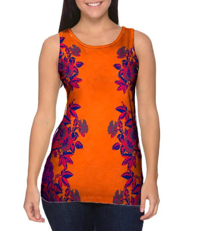 Classic Retro Floral Print Orange