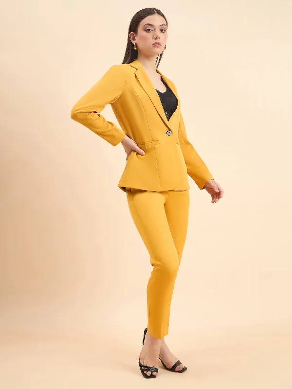 Elegant Design Women's Formal Pant Suit For Work- Mustard Yellow