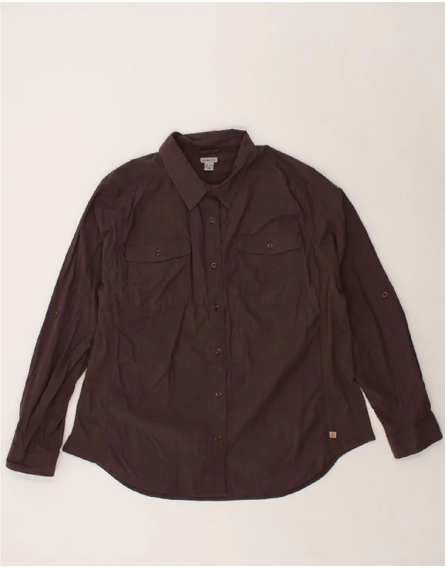 Lace Design CARHARTT Womens Shirt UK 20 2XL Brown Cotton