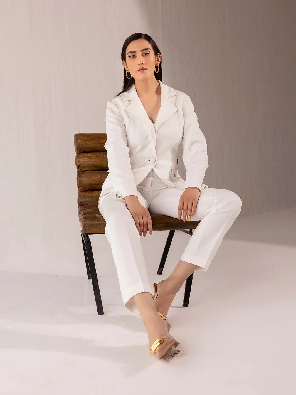 Dressing Tips White Stretch Pant Suit