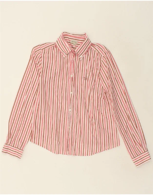 Fresh And Fashionable HENRY COTTONS Womens Shirt IT 46 Large Pink Striped Cotton