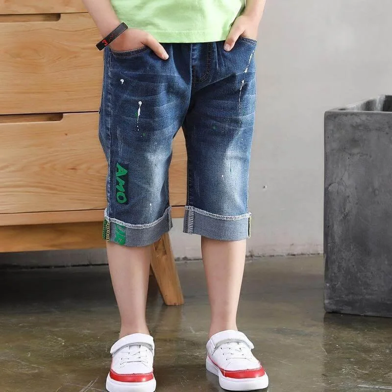 Age-reducing Style Amo Denim Jeans Short For Boys