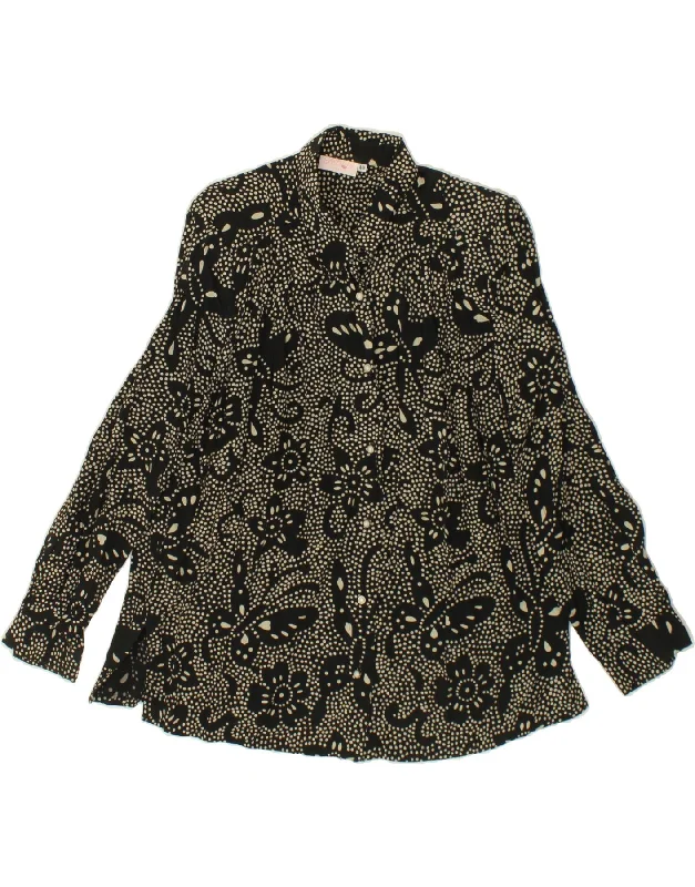 New Season Series VINTAGE Womens Shirt Blouse IT 49 XL Black Spotted Butterfly