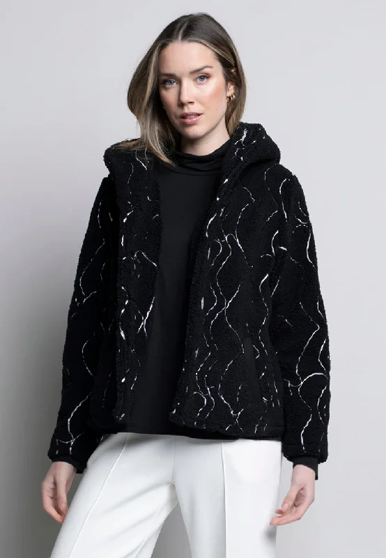 Unique Prints Button-Front Hooded Fleece Jacket