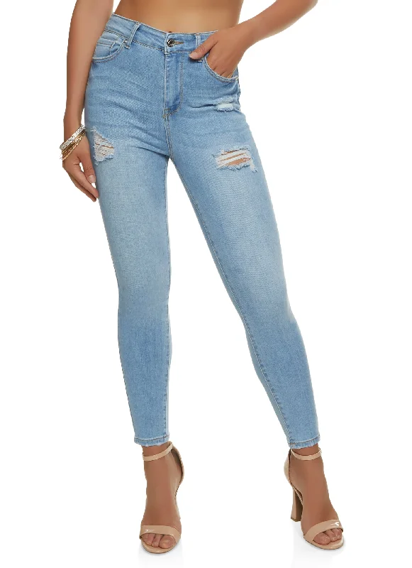 Versatile Itinerary WAX Basic Distressed High Waist Skinny Jeans