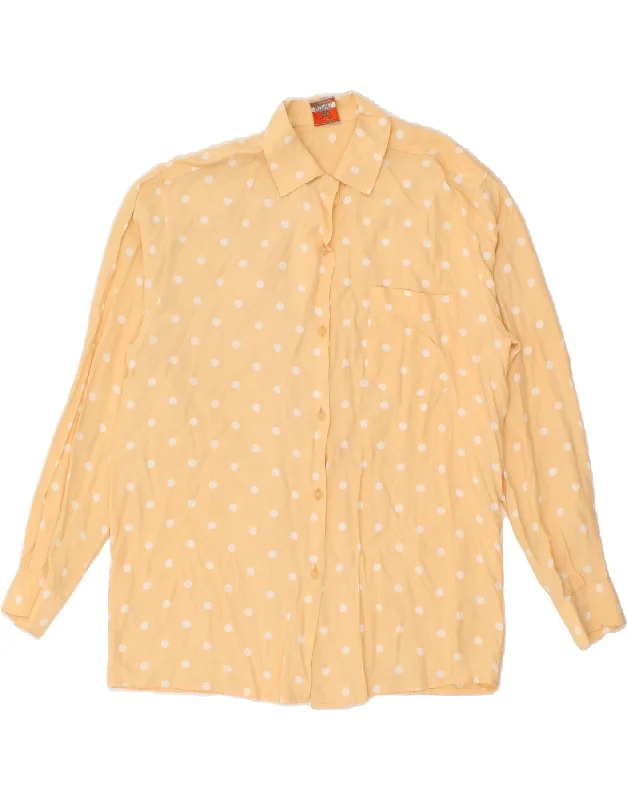 High-end Sense VINTAGE Womens Shirt UK 10 Small Yellow Polka Dot