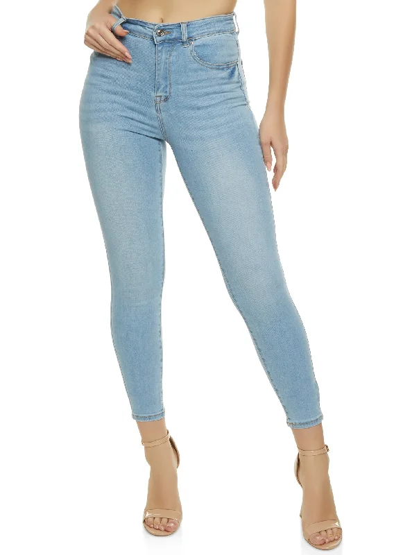 Bright Colors WAX High Rise Solid Cropped Skinny Jeans