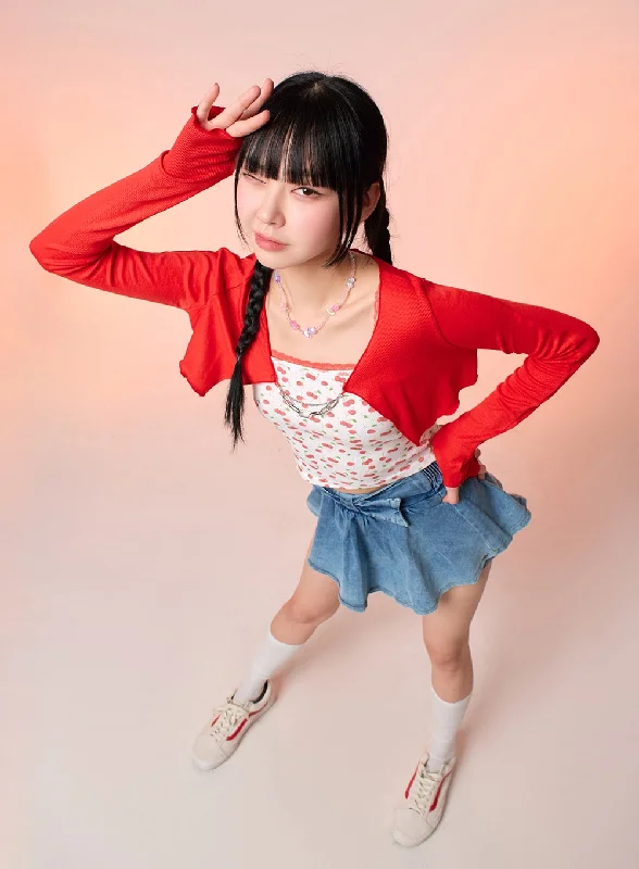 Sports Series U-Neckline Solid Cropped Cardigan IF413