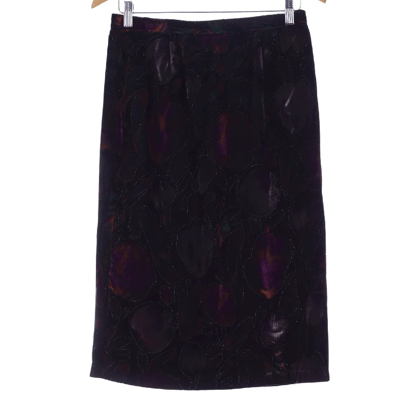 Lazy Home Berkertex Tulip Design Velvet Skirt Purples and Oranges. UK Size 10