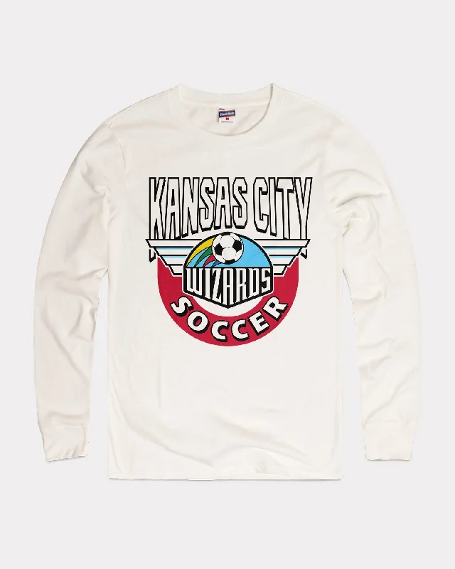 Cool Style Wizards Retro Soccer White Long Sleeve T-Shirt