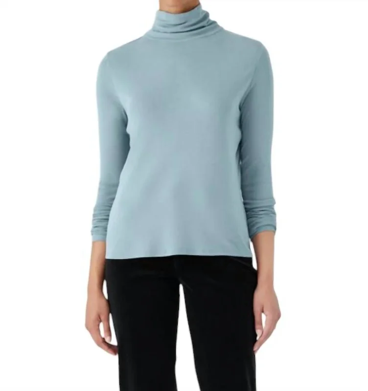 Youthful Vitality Scrunch Neck Slim Top In Moon