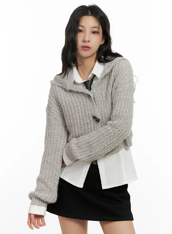 Fashion Expert Hooded Knit Crop Cardigan CN416