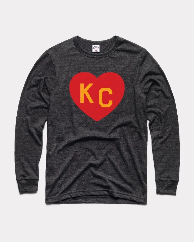 Lace Design Black & Red Arrowhead KC Heart Vintage Long Sleeve T-Shirt