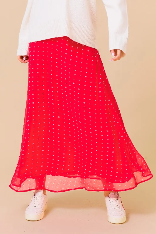 Versatile Items Kate Skirt | Flower Polka Dot Red/White