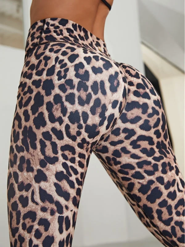 Fashion Selection 🖤ZASUWA Female Leopard Scrunch Bum Body Fit Leggings