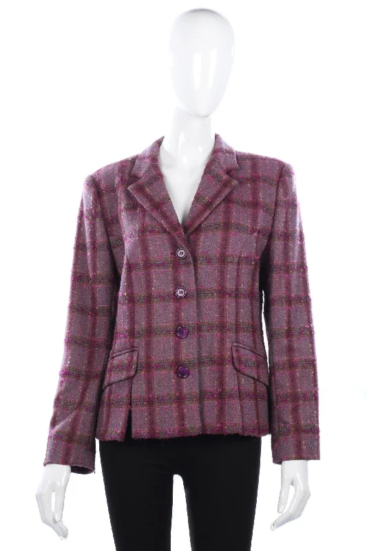 Sports Trend Overider Jacket Purple Check wool Mix UK Size 16