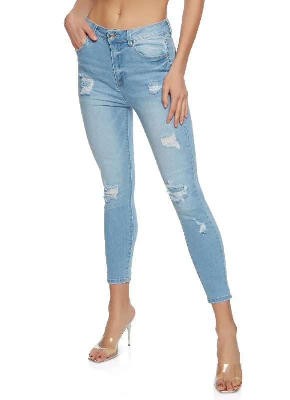 Elegant And Charming WAX Distressed High Waisted Jeans