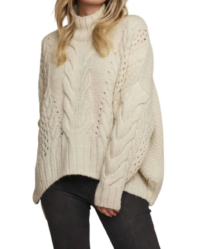 High Street Fashion Kelson Turtleneck Relaxed Sweater In Birch