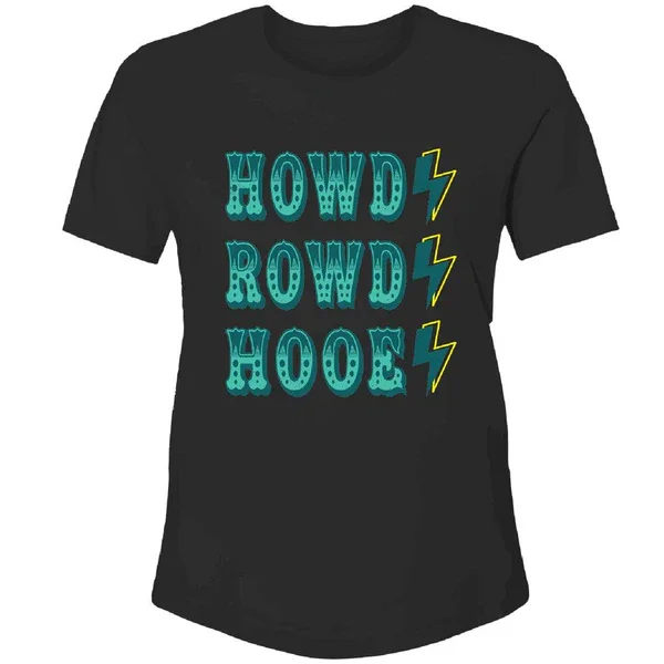 Fashionable Prints Women's Hooey Howdy Rowdy Hooey T-Shirt #HT1634BK