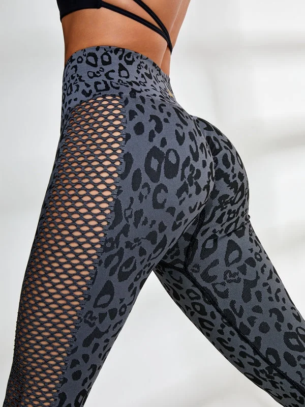 Exquisite Craftsmanship ZASUWA Female Leopard Net Scrunch Bum Seamless Leggings