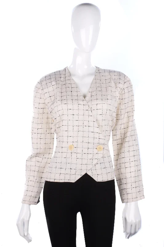 European Plan Giorgio Armani silk cream jacket with black check design size M/L