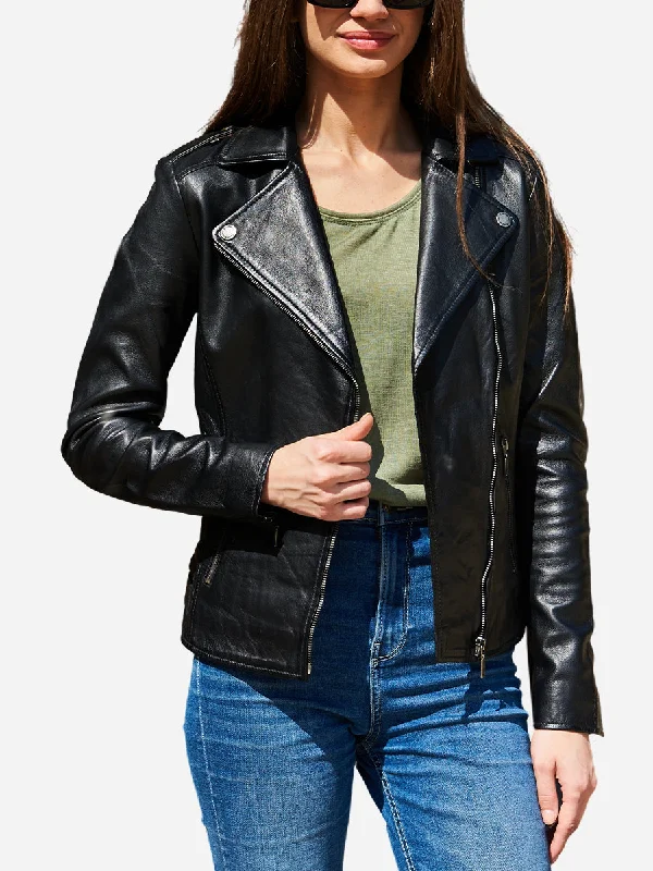 High Street Fashion Alexandra Black Leather Motorcycle Jacket