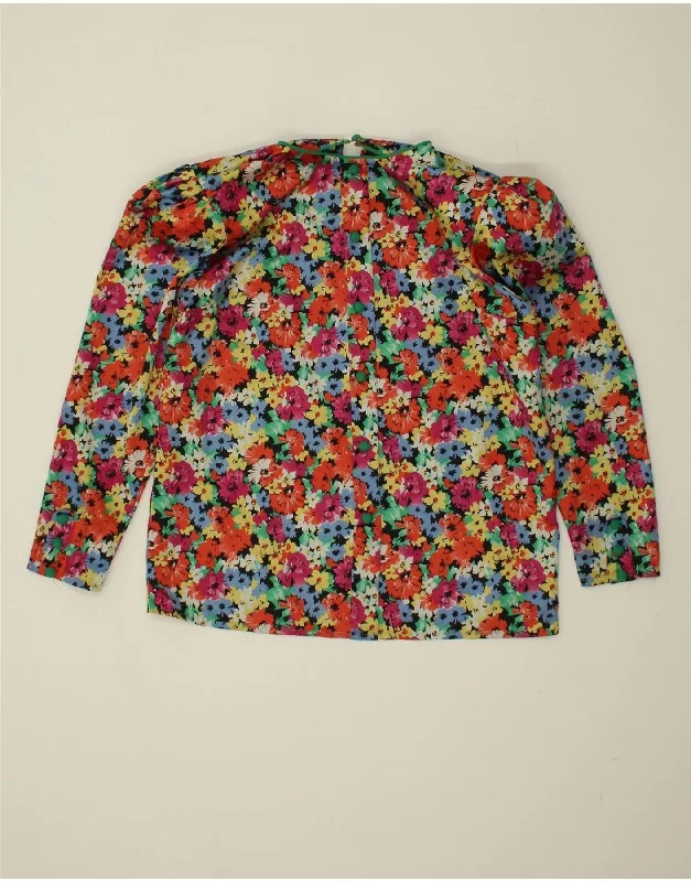 Fashion Design VINTAGE Womens Shirt Blouse UK 14 Large Multicoloured Floral