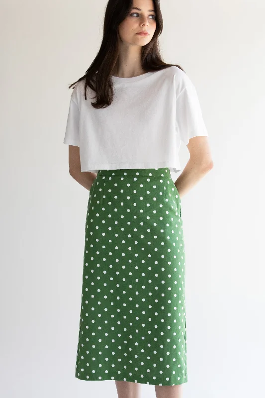 Integrated Design POLKA DOT COTTON LINEN SKIRT