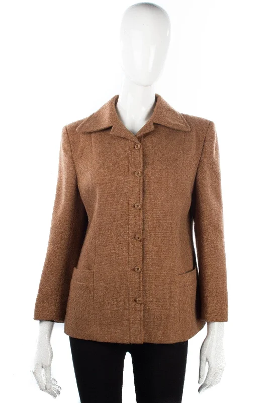 Fashion And Simplicity Gorgeous Vintage Pure New Wool Jacket Biscuit Colour Est Size 12/14