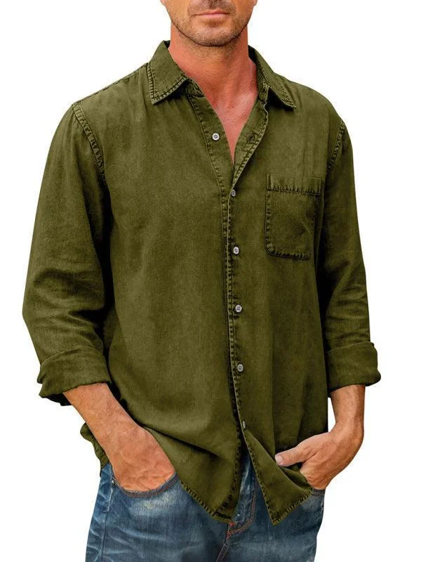 Comfortable Wear Men Long Sleeve Denim Shirt