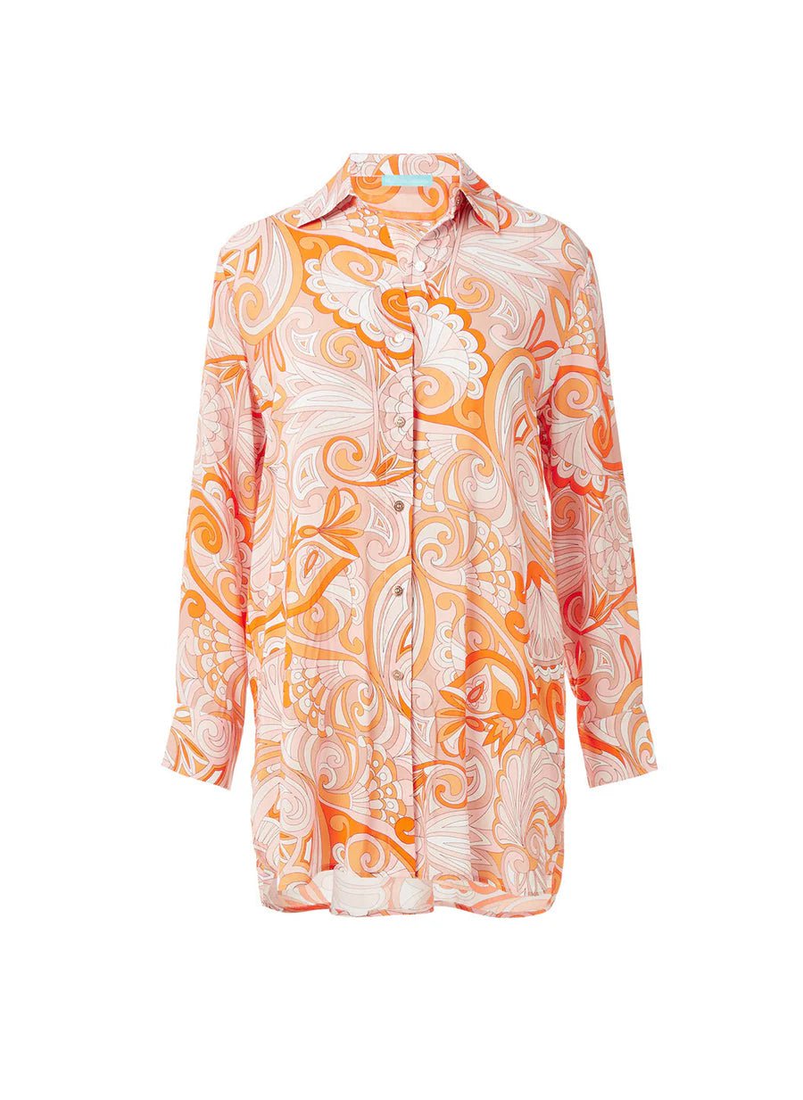 Fashion Must-have Paige Long Buttoned Shirt Mirage Orange