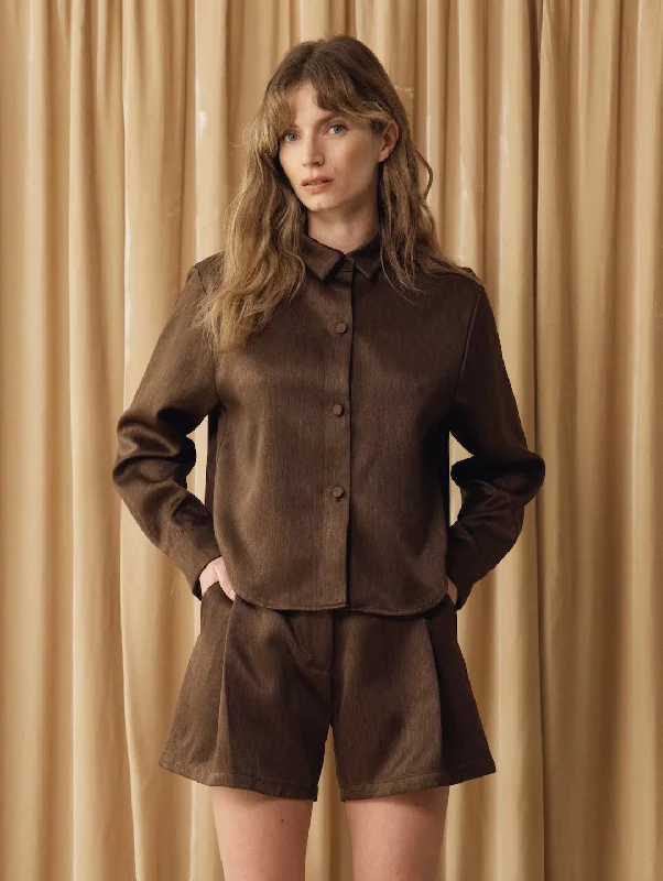 Refreshing Design Emilie Shirt Marled Satin Brown