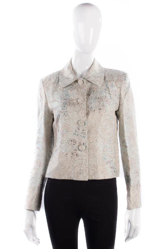 Elegant And Charming River Island Embroidered Jacket Cream UK Size 12