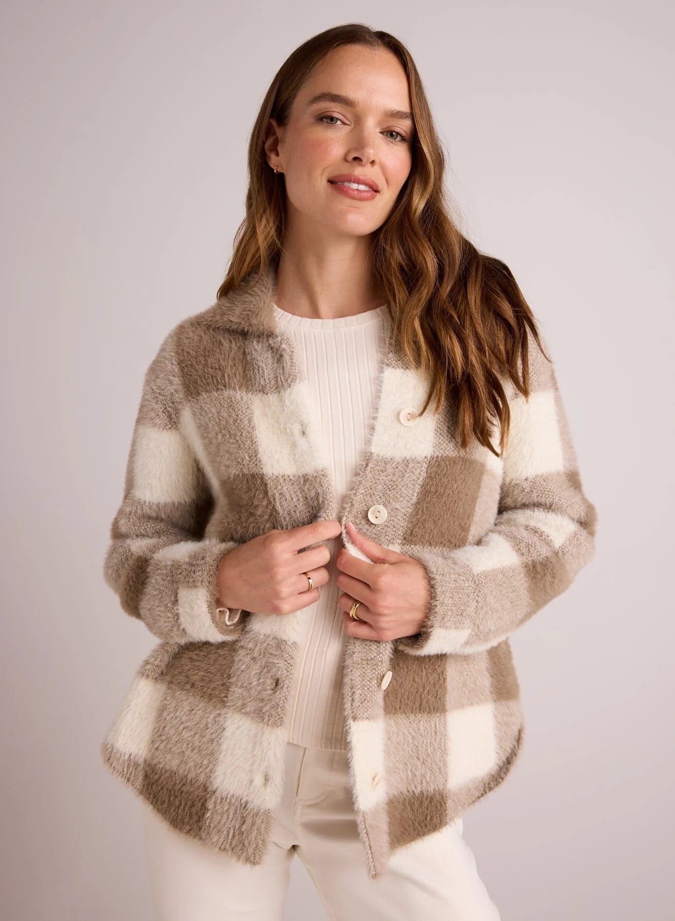 French Style Knitted Fuzzy Shacket