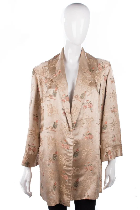 Fresh And Elegant Ying Tai Co Vintage Chinese Jacket Gold Embroidered Size L