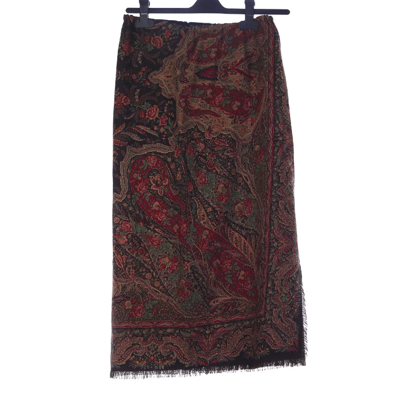 Sports Series Ralph Lauren Paisley Design 100% Wool Skirt With Fringe US 10 UK12/14