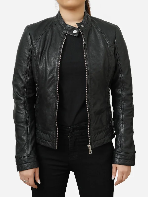 Urban Style Stephanie Black Classic Leather Motorcycle Jacket